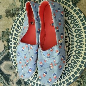 Toms Womens Blue Slip On Flats Comfort Size 6.5